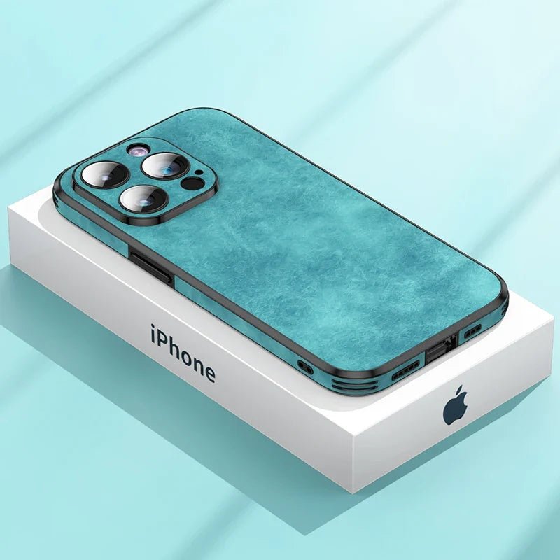 Marceau Étui pour iPhone en cuir de mouton avec protection antichoc, compatible charge sans fil - Hommfer