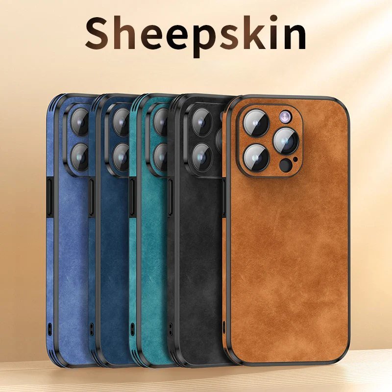 Marceau Étui pour iPhone en cuir de mouton avec protection antichoc, compatible charge sans fil - Hommfer