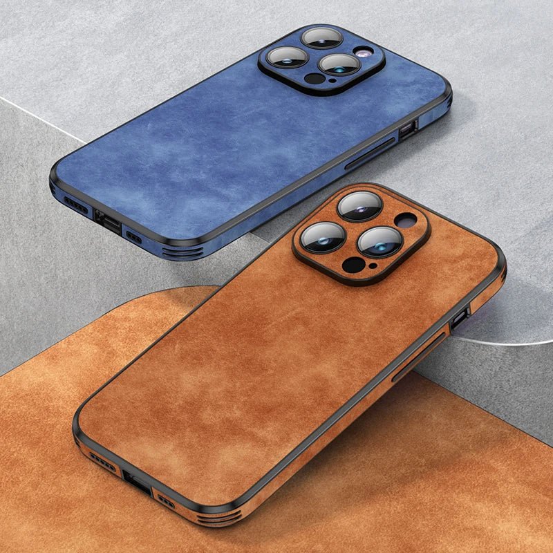 Marceau Étui pour iPhone en cuir de mouton avec protection antichoc, compatible charge sans fil - Hommfer