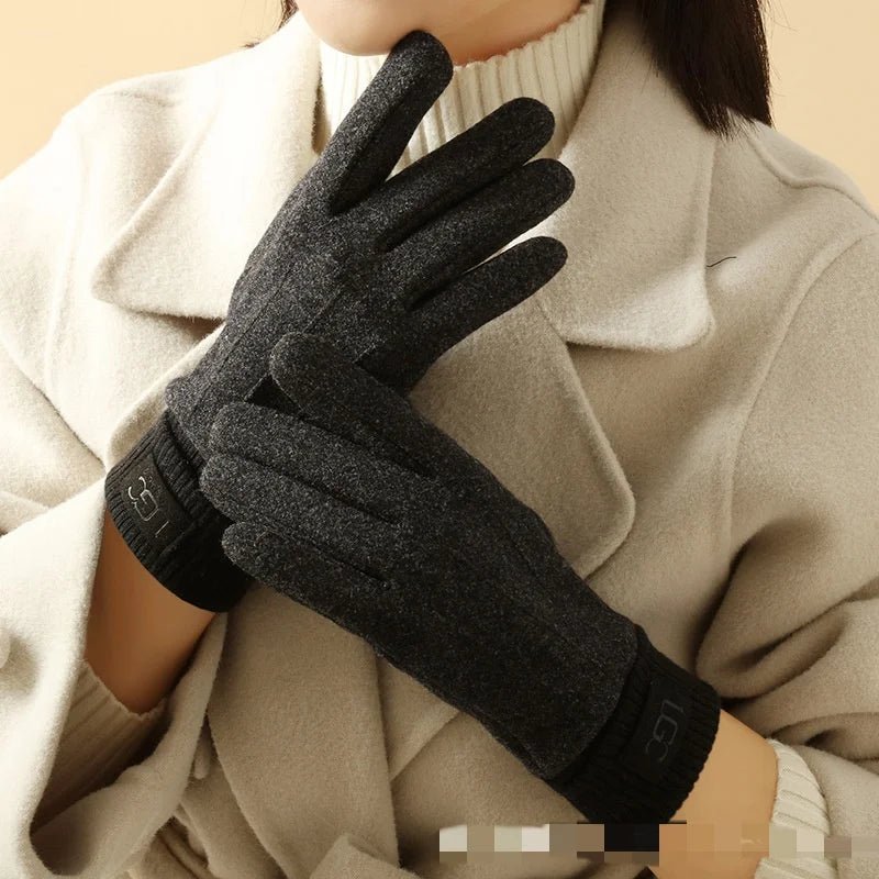 Marceau Gants en mélange cachemire et laine compatibles avec écran tactile à poignets côtelés et doublure en peluche - Hommfer