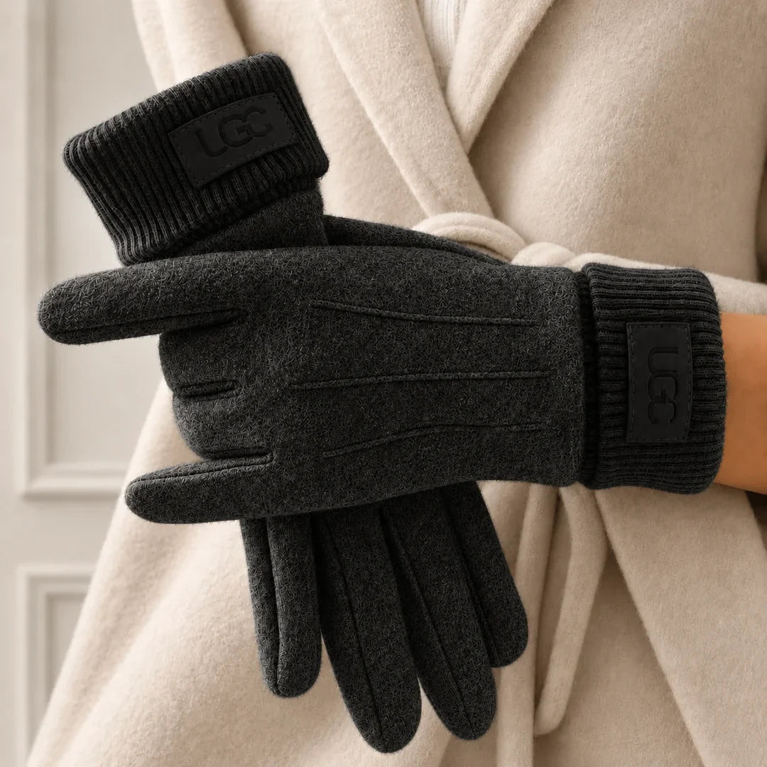 Marceau Gants en mélange cachemire et laine compatibles avec écran tactile à poignets côtelés et doublure en peluche - Hommfer