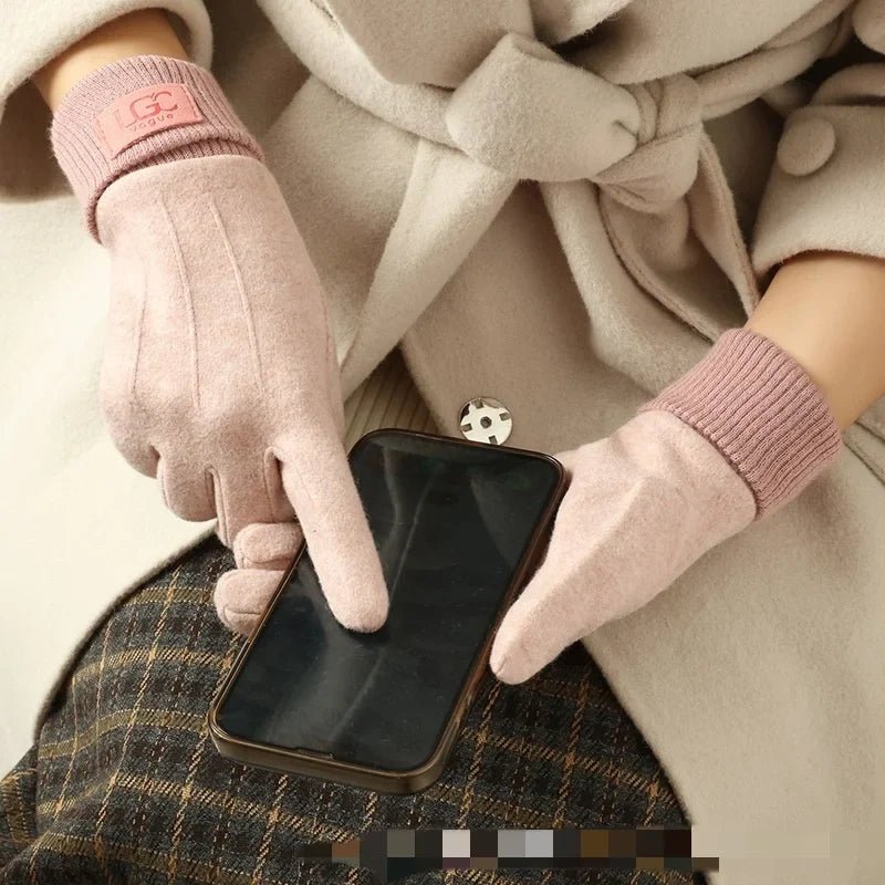 Marceau Gants en mélange cachemire et laine compatibles avec écran tactile à poignets côtelés et doublure en peluche - Hommfer