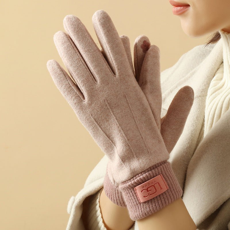 Marceau Gants en mélange cachemire et laine compatibles avec écran tactile à poignets côtelés et doublure en peluche - Hommfer