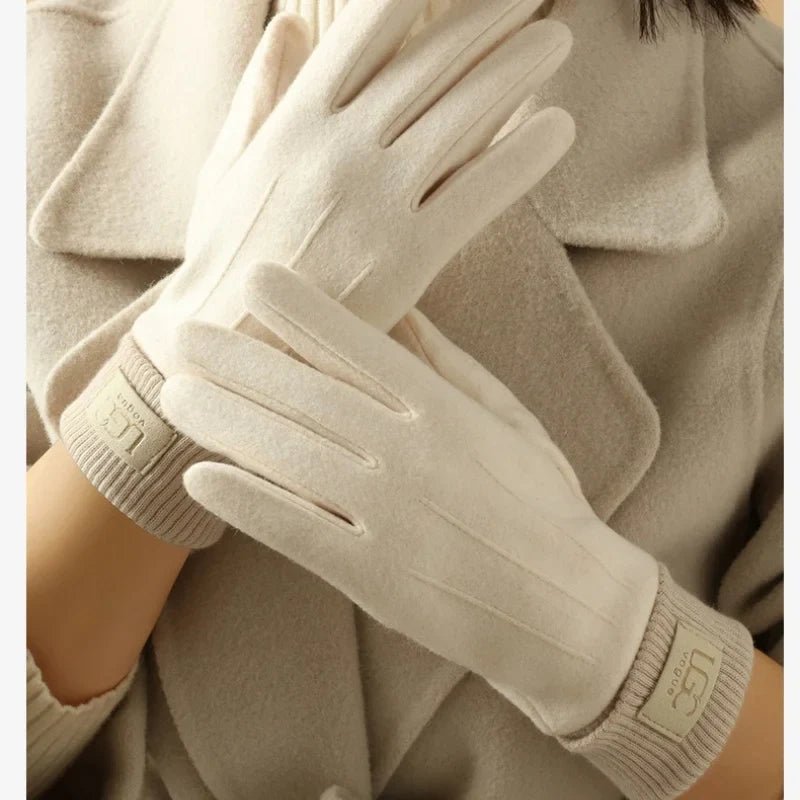 Marceau Gants en mélange cachemire et laine compatibles avec écran tactile à poignets côtelés et doublure en peluche - Hommfer