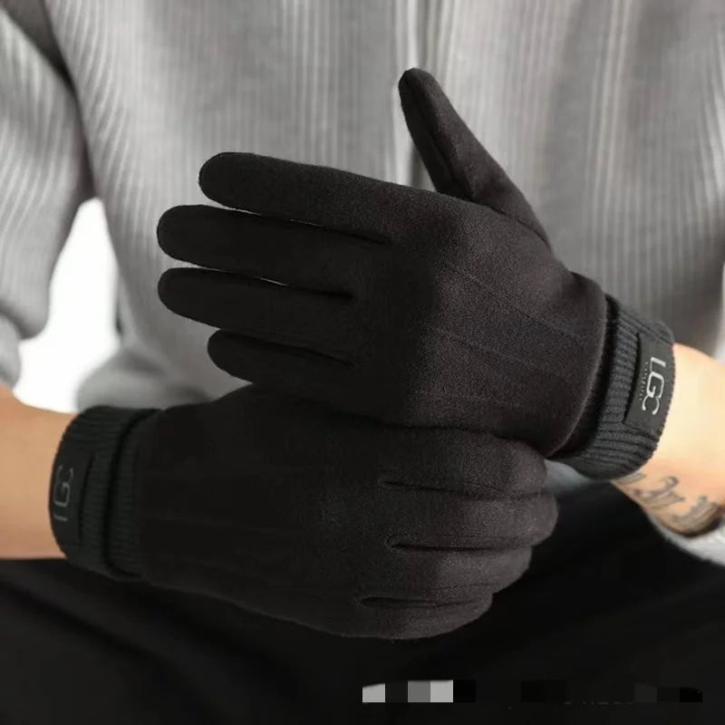 Marceau Gants en mélange cachemire et laine compatibles avec écran tactile à poignets côtelés et doublure en peluche - Hommfer