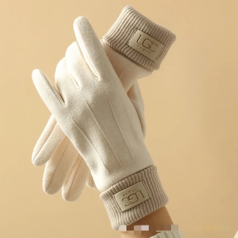 Marceau Gants en mélange cachemire et laine compatibles avec écran tactile à poignets côtelés et doublure en peluche - Hommfer