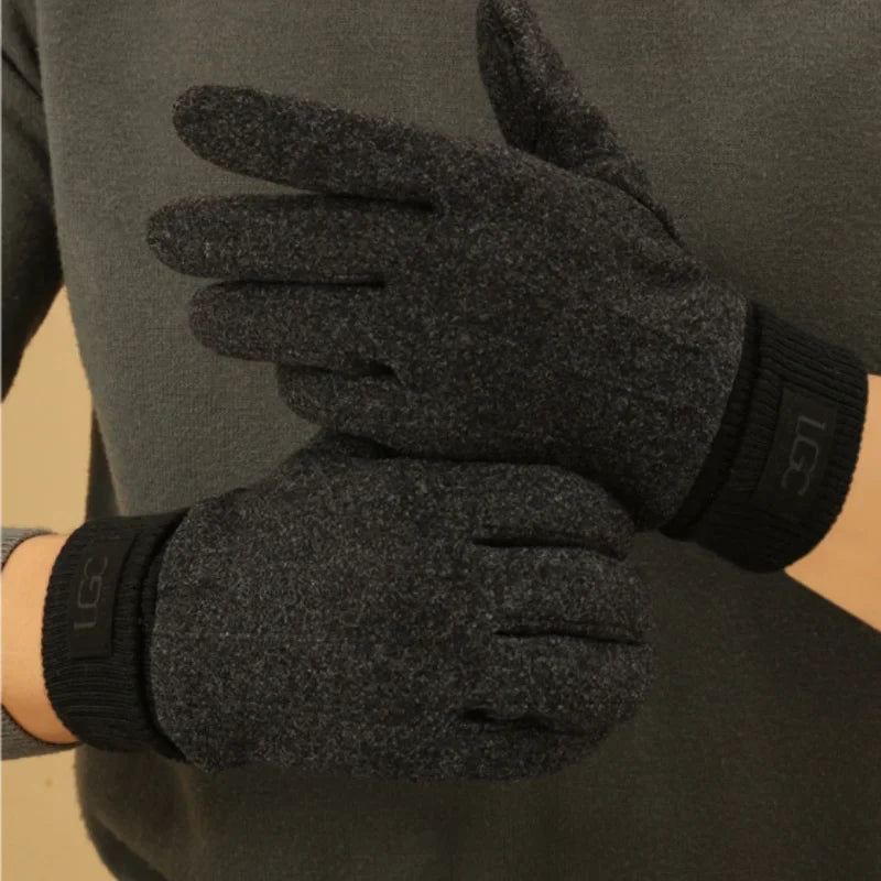 Marceau Gants en mélange cachemire et laine compatibles avec écran tactile à poignets côtelés et doublure en peluche - Hommfer