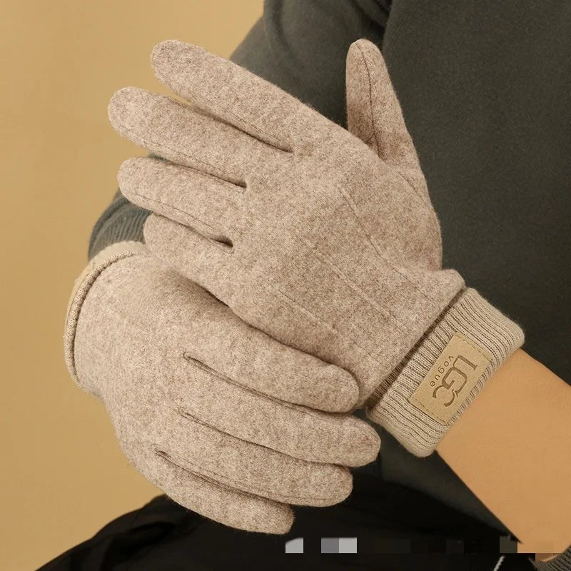 Marceau Gants en mélange cachemire et laine compatibles avec écran tactile à poignets côtelés et doublure en peluche - Hommfer