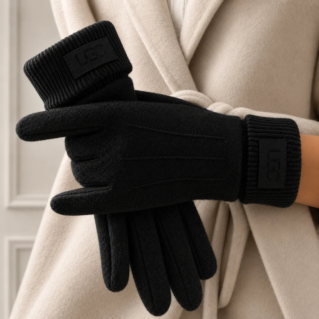 Marceau Gants en mélange cachemire et laine compatibles avec écran tactile à poignets côtelés et doublure en peluche - Hommfer