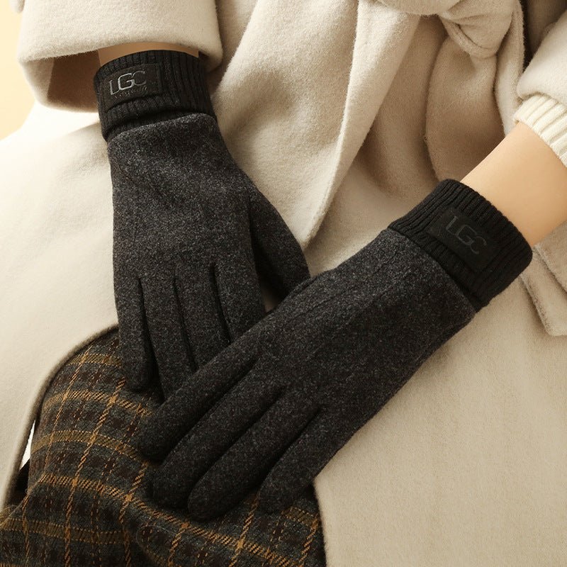 Marceau Gants en mélange cachemire et laine compatibles avec écran tactile à poignets côtelés et doublure en peluche - Hommfer