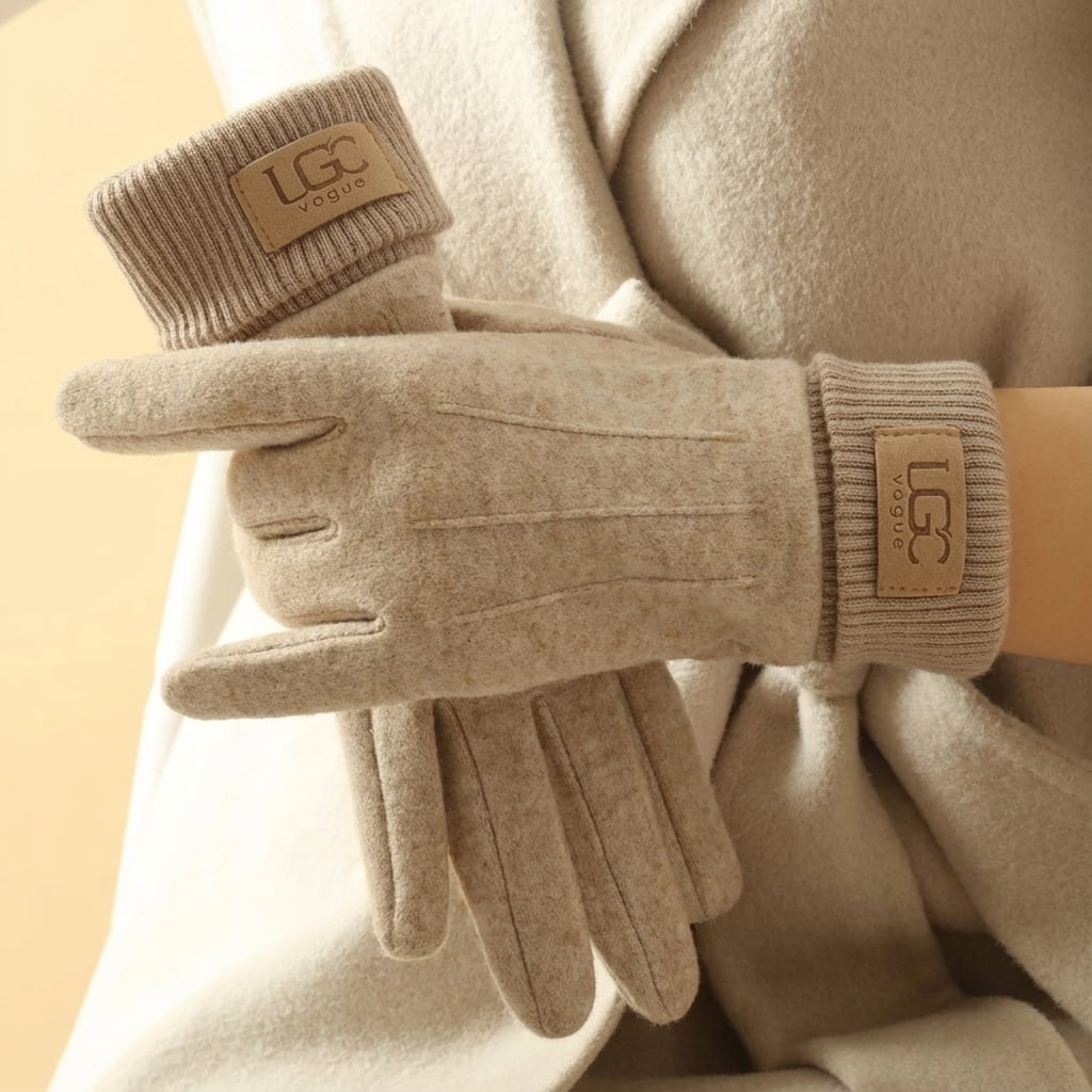 Marceau Gants en mélange cachemire et laine compatibles avec écran tactile à poignets côtelés et doublure en peluche - Hommfer