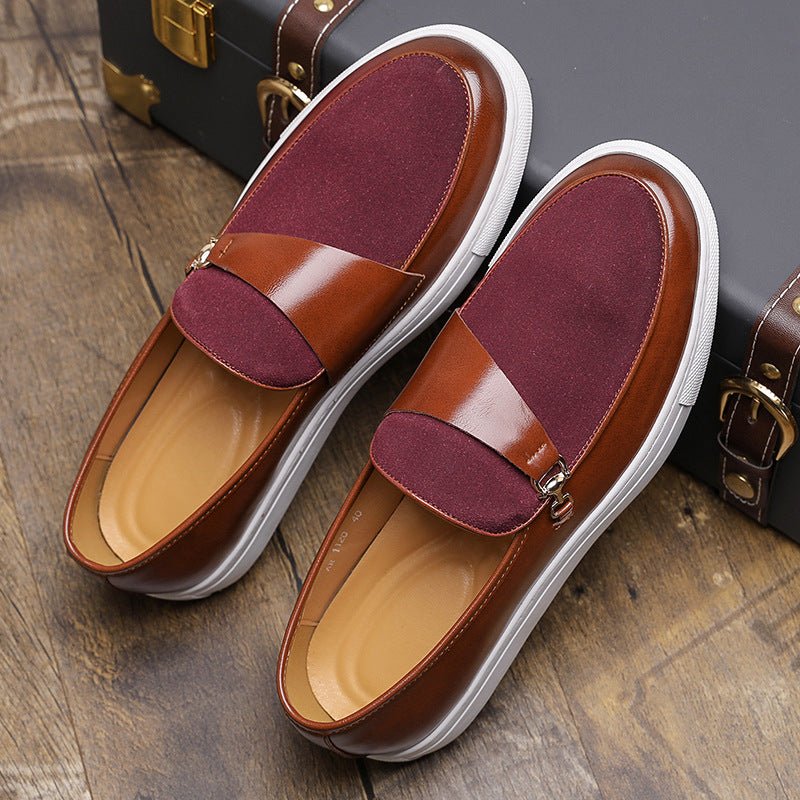 Marceau Leather Slip-On Loafers with Horsebit Buckle and Penny Strap, Elevated Sole and Cushioned Insole - Hommfer