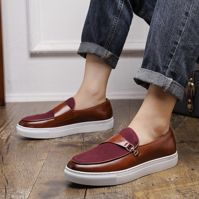 Marceau Leather Slip-On Loafers with Horsebit Buckle and Penny Strap, Elevated Sole and Cushioned Insole - Hommfer