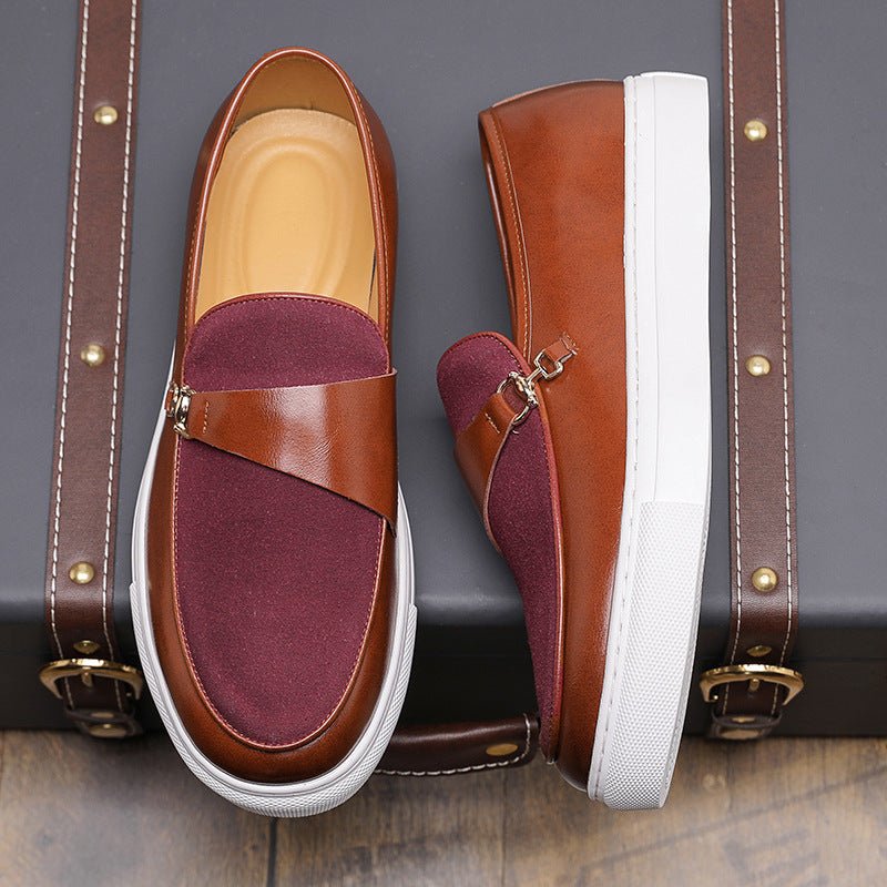 Marceau Leather Slip-On Loafers with Horsebit Buckle and Penny Strap, Elevated Sole and Cushioned Insole - Hommfer