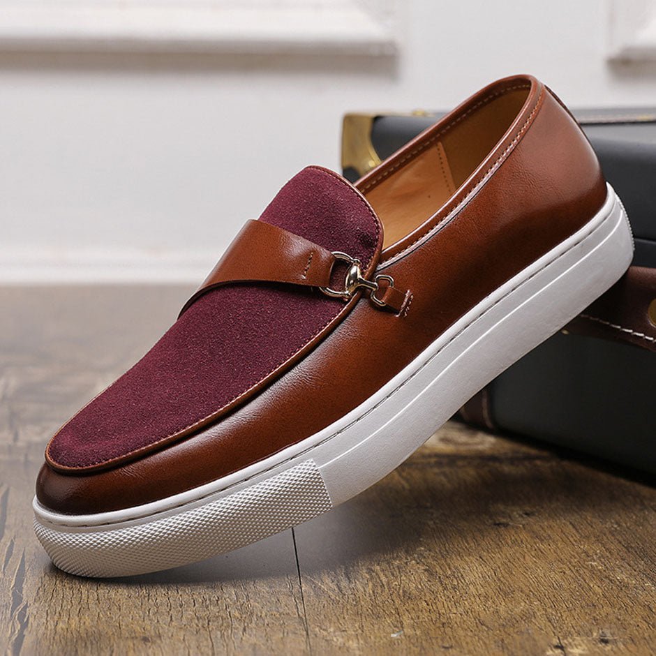 Marceau Leather Slip-On Loafers with Horsebit Buckle and Penny Strap, Elevated Sole and Cushioned Insole - Hommfer