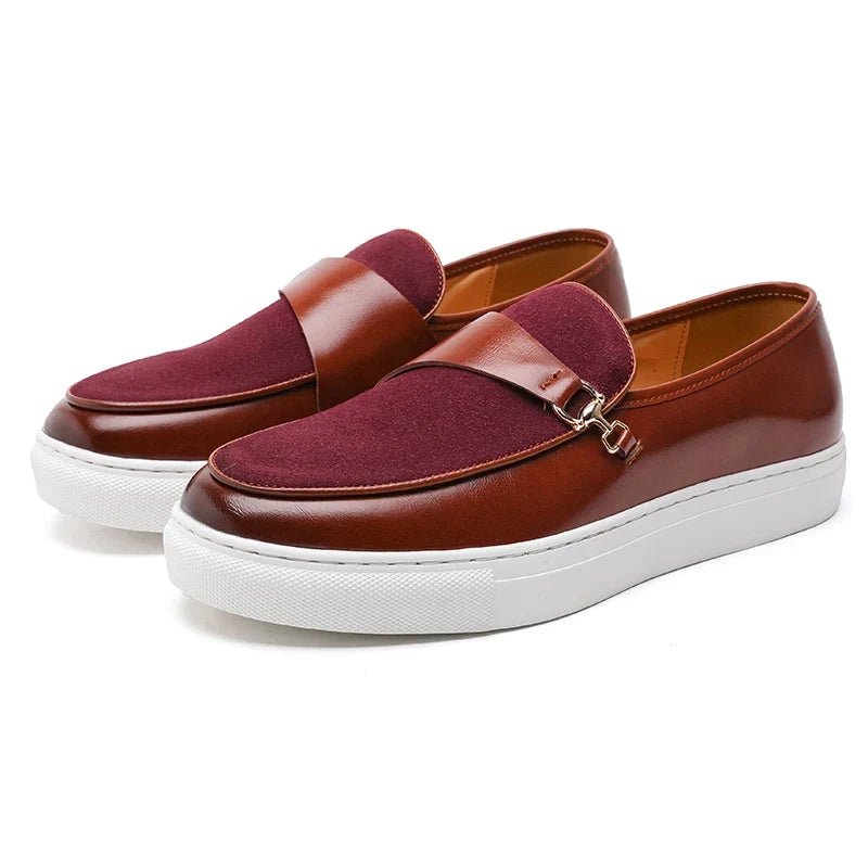 Marceau Leather Slip-On Loafers with Horsebit Buckle and Penny Strap, Elevated Sole and Cushioned Insole - Hommfer