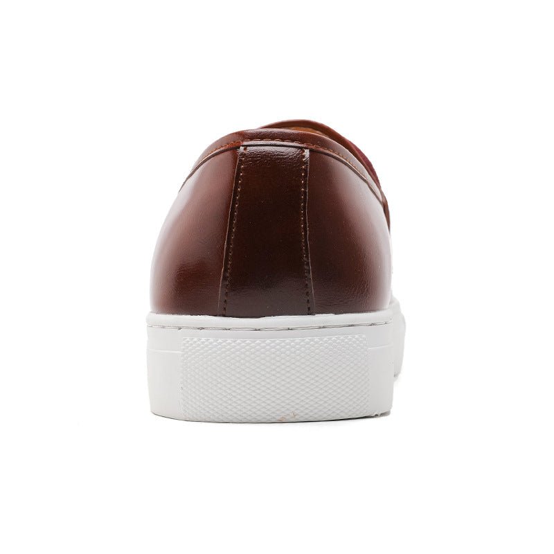 Marceau Leather Slip-On Loafers with Horsebit Buckle and Penny Strap, Elevated Sole and Cushioned Insole - Hommfer