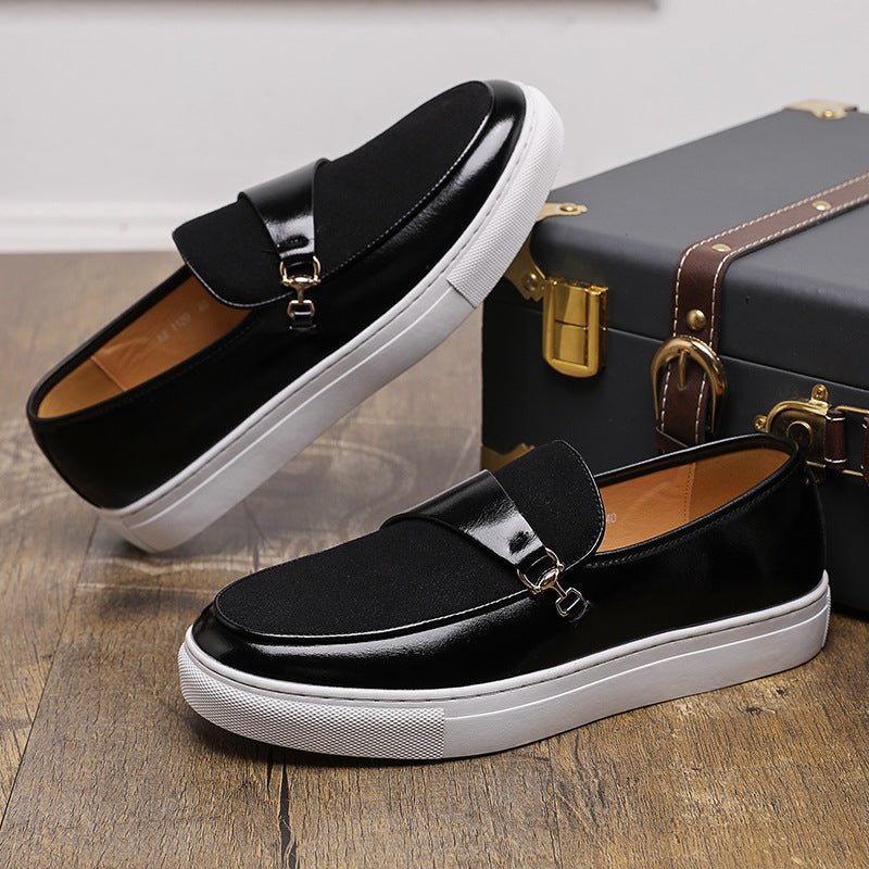 Marceau Leather Slip-On Loafers with Horsebit Buckle and Penny Strap, Elevated Sole and Cushioned Insole - Hommfer