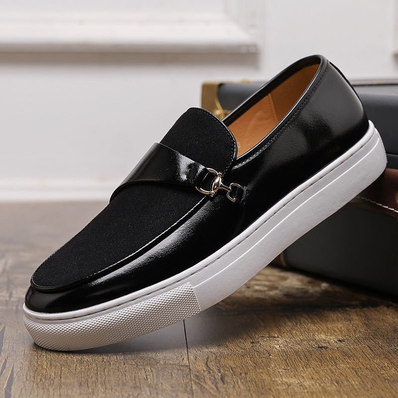 Marceau Leather Slip-On Loafers with Horsebit Buckle and Penny Strap, Elevated Sole and Cushioned Insole - Hommfer