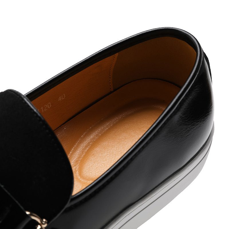 Marceau Leather Slip-On Loafers with Horsebit Buckle and Penny Strap, Elevated Sole and Cushioned Insole - Hommfer