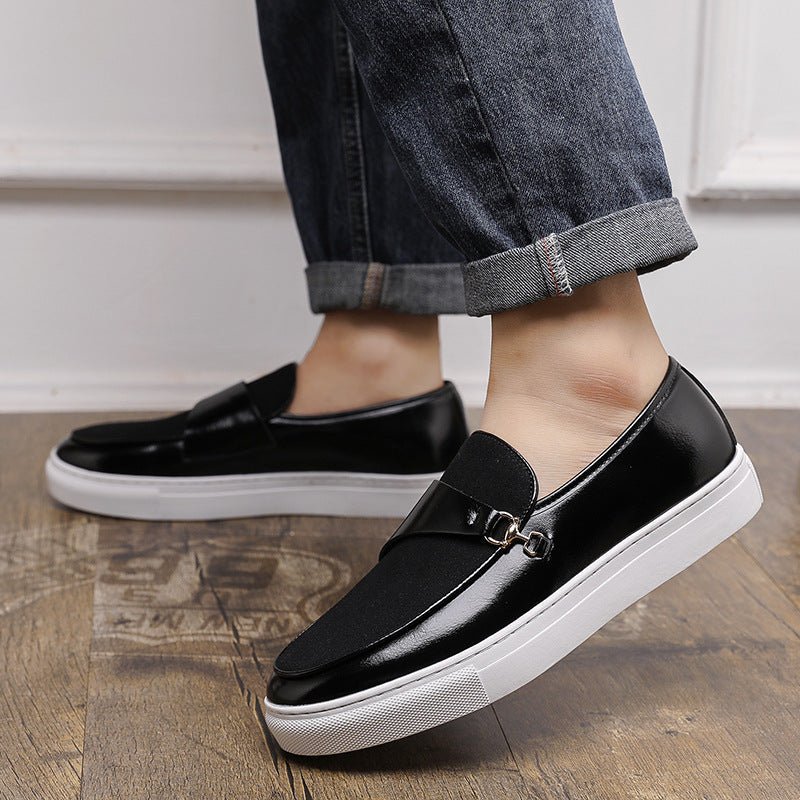 Marceau Leather Slip-On Loafers with Horsebit Buckle and Penny Strap, Elevated Sole and Cushioned Insole - Hommfer