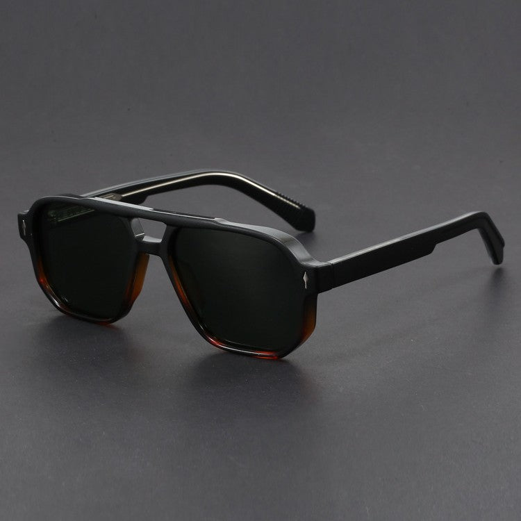 Marceau Lunettes de soleil aviateur carrées unisexes avec verres dégradés UV400 et monture légère et résistante - Hommfer