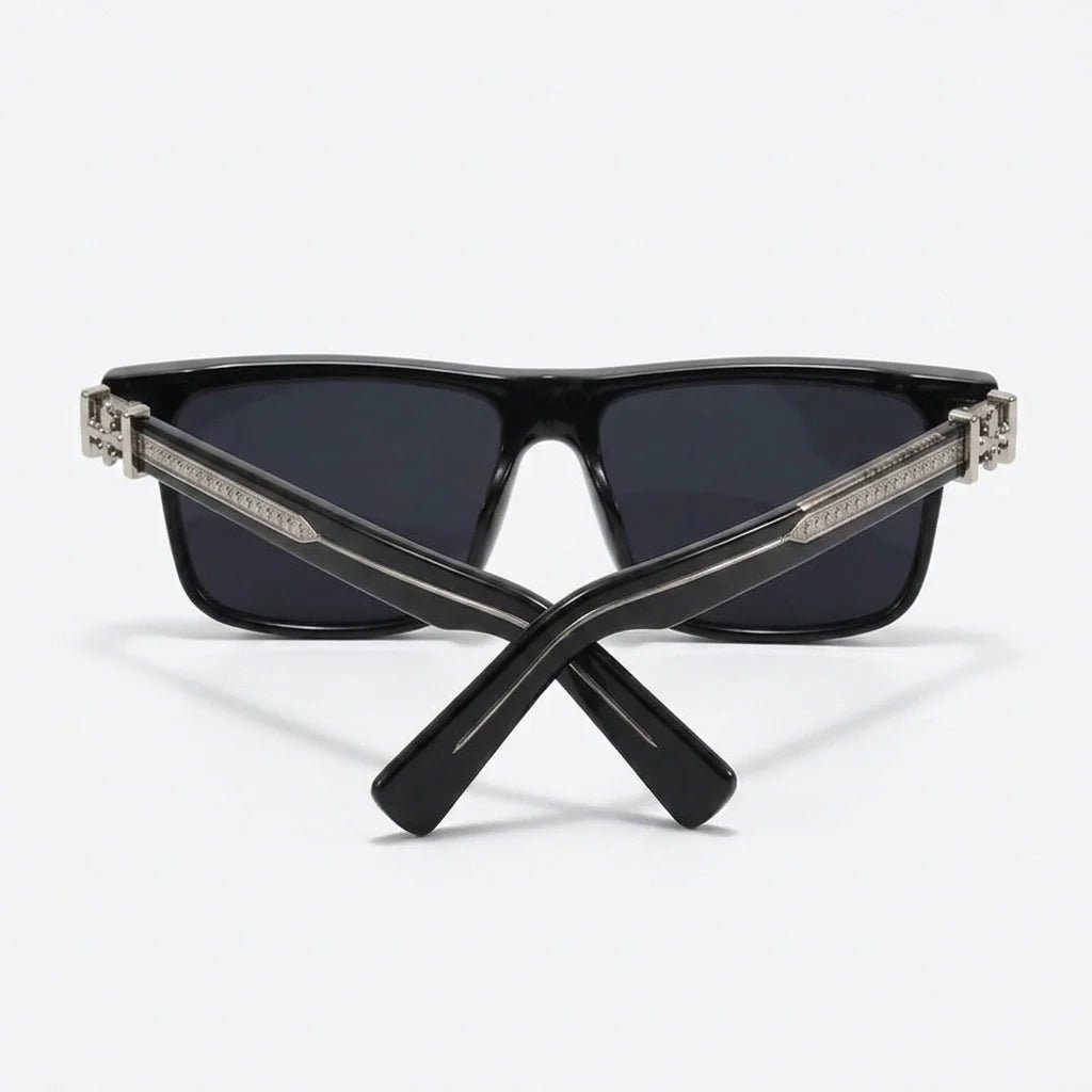 Marceau Lunettes de soleil en acétate à verres carrés teintés UV400 unisexe avec branches contrastées - Hommfer