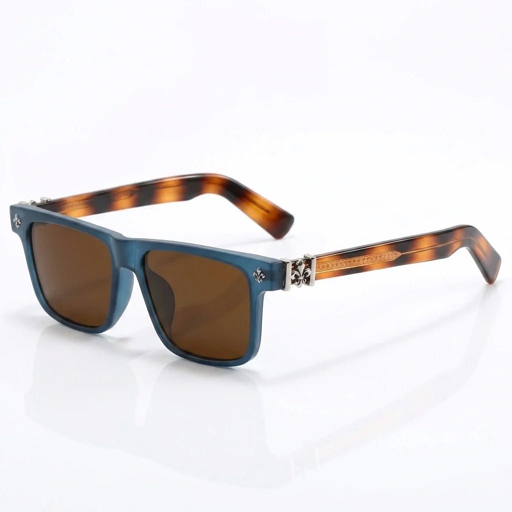 Marceau Lunettes de soleil en acétate à verres carrés teintés UV400 unisexe avec branches contrastées - Hommfer