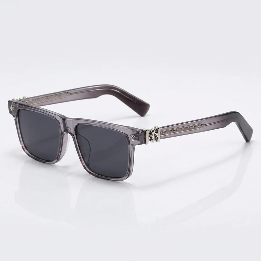 Marceau Lunettes de soleil en acétate à verres carrés teintés UV400 unisexe avec branches contrastées - Hommfer