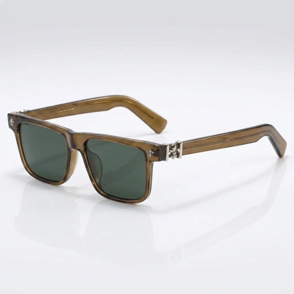 Marceau Lunettes de soleil en acétate à verres carrés teintés UV400 unisexe avec branches contrastées - Hommfer