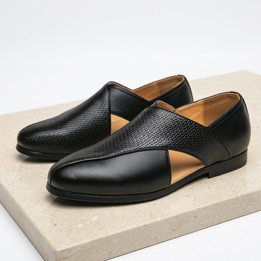 Marceau Mocassin en cuir poli à détails brogue avec semelle intérieure rembourrée pour un confort toute la journée - Hommfer