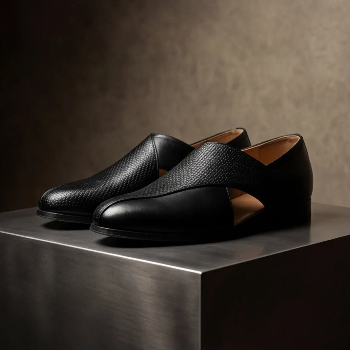 Marceau Mocassin en cuir poli à détails brogue avec semelle intérieure rembourrée pour un confort toute la journée - Hommfer