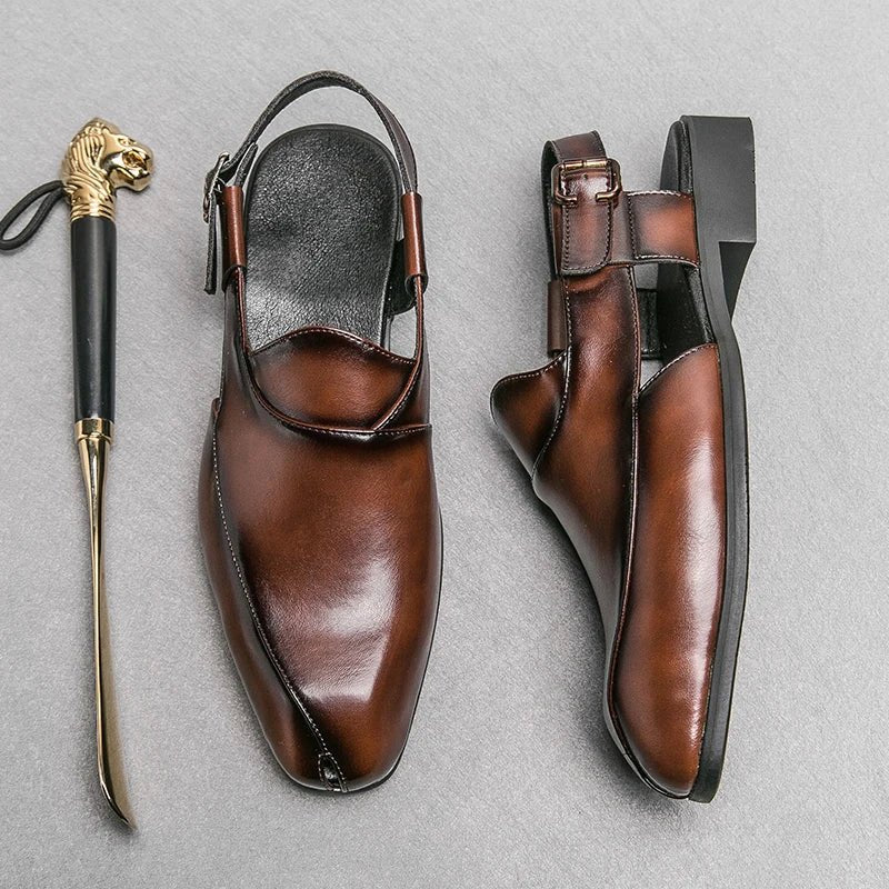 Marceau Mocassins en cuir souple à découpes carrées pour une adhérence sur tous les terrains - Hommfer