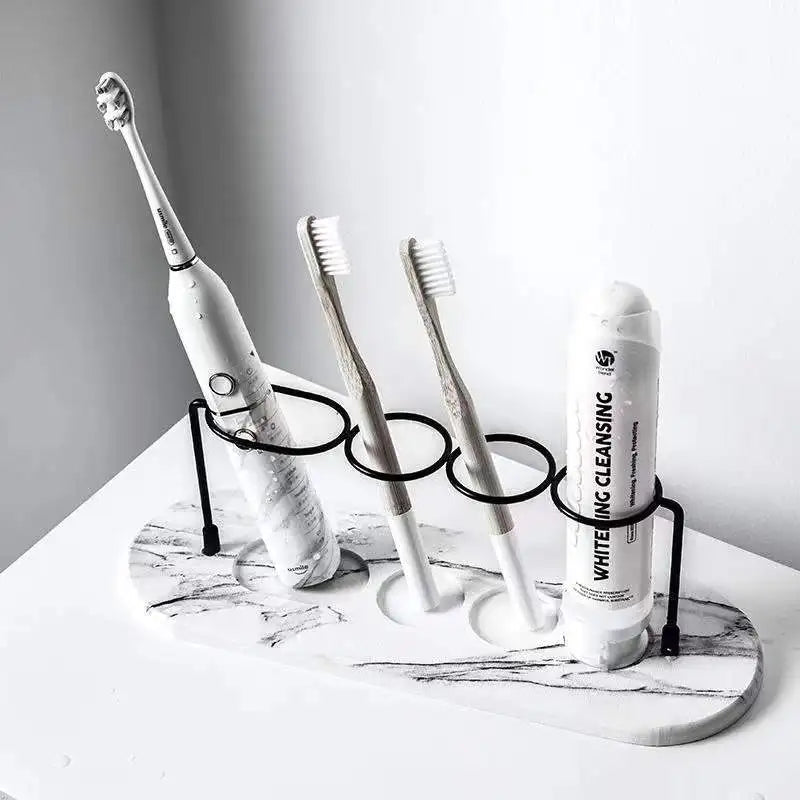 Marceau Organisateur de brosses à dents durable avec porte-gobelet et rangement dentifrice pour salle de bain ordonnée - Hommfer