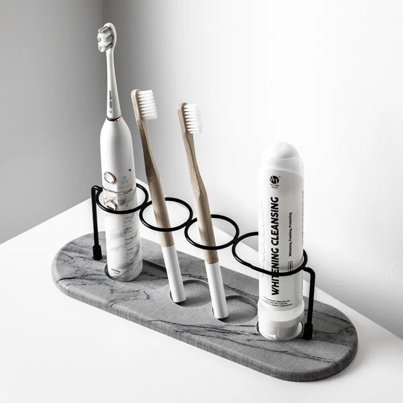 Marceau Organisateur de brosses à dents durable avec porte-gobelet et rangement dentifrice pour salle de bain ordonnée - Hommfer