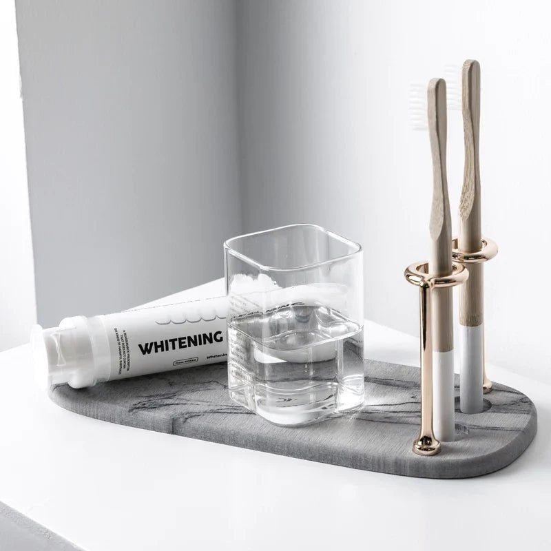 Marceau Organisateur de brosses à dents durable avec porte-gobelet et rangement dentifrice pour salle de bain ordonnée - Hommfer