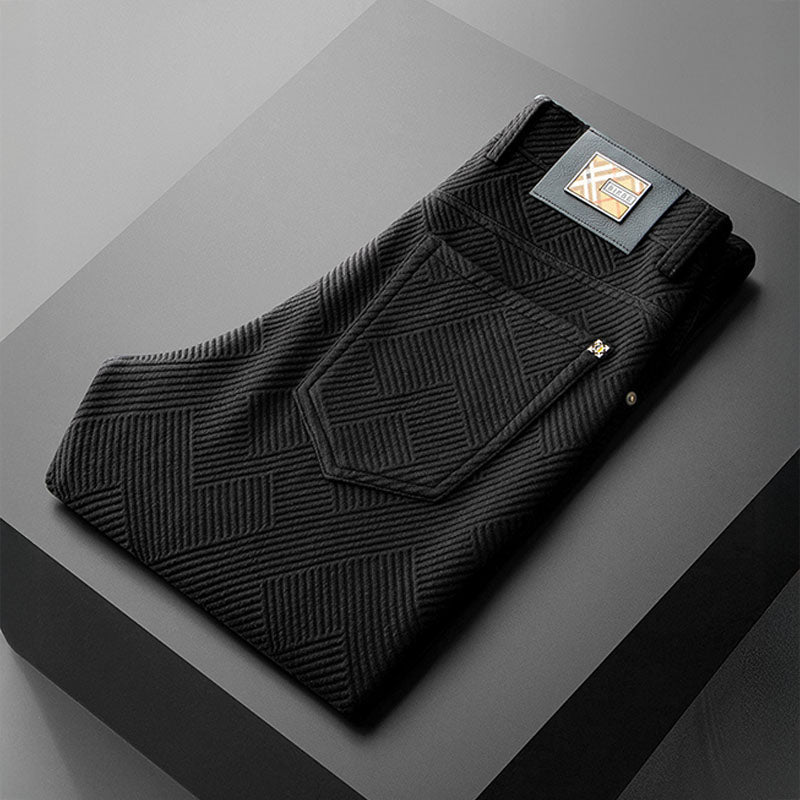 Marceau Pantalon à carreaux en tissu extensible, doublé en polaire, coupe droite pour l’hiver - Hommfer