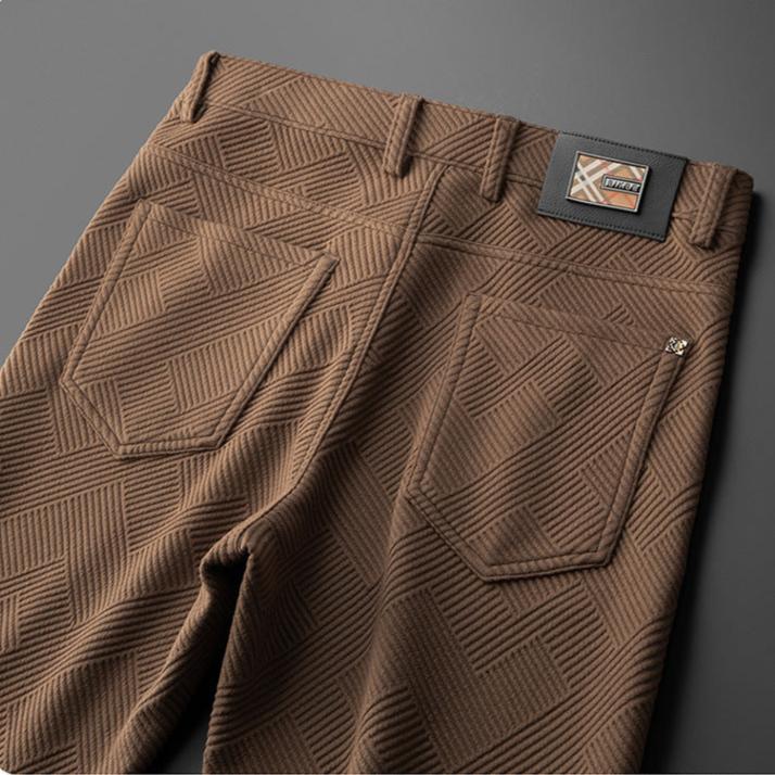 Marceau Pantalon à carreaux en tissu extensible, doublé en polaire, coupe droite pour l’hiver - Hommfer