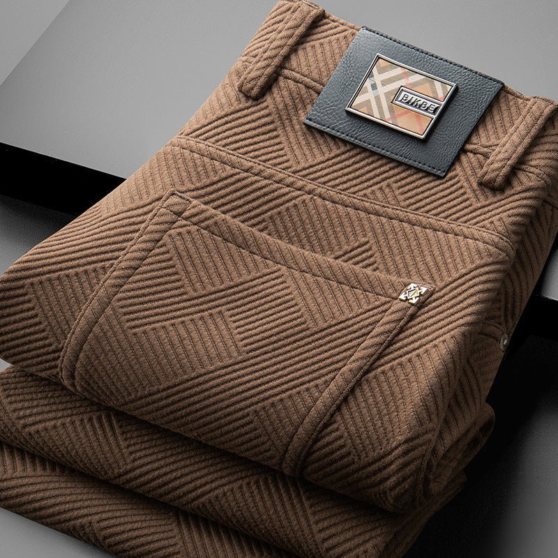 Marceau Pantalon à carreaux en tissu extensible, doublé en polaire, coupe droite pour l’hiver - Hommfer