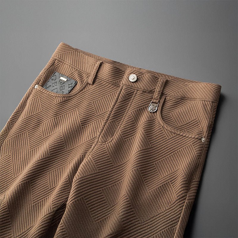 Marceau Pantalon à carreaux en tissu extensible, doublé en polaire, coupe droite pour l’hiver - Hommfer
