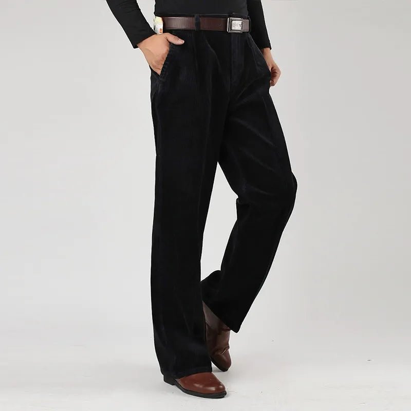 Marceau Pantalon à Jambes Larges en Velours Côtelé Épais et Doux 100% Coton Bio Taille Haute et à Pinces - Hommfer