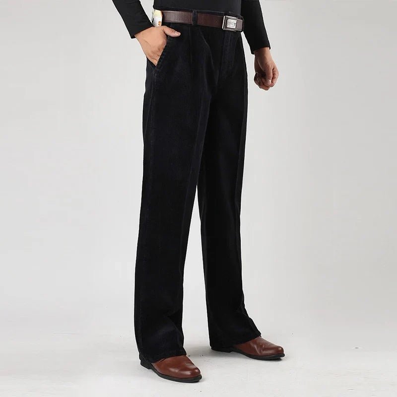 Marceau Pantalon à Jambes Larges en Velours Côtelé Épais et Doux 100% Coton Bio Taille Haute et à Pinces - Hommfer