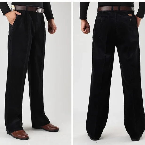 Marceau Pantalon à Jambes Larges en Velours Côtelé Épais et Doux 100% Coton Bio Taille Haute et à Pinces - Hommfer