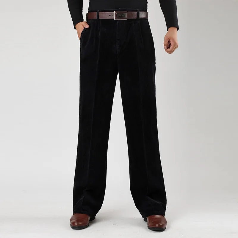 Marceau Pantalon à Jambes Larges en Velours Côtelé Épais et Doux 100% Coton Bio Taille Haute et à Pinces - Hommfer
