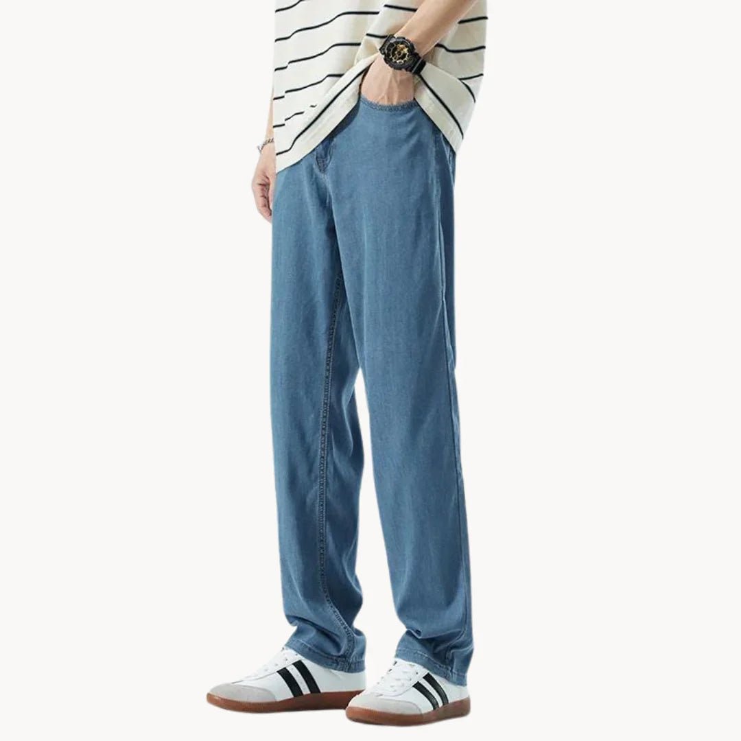 Marceau Pantalon Droit en Denim Doux à base de Lyocell pour Confort Respirant par Temps Chaud - Hommfer