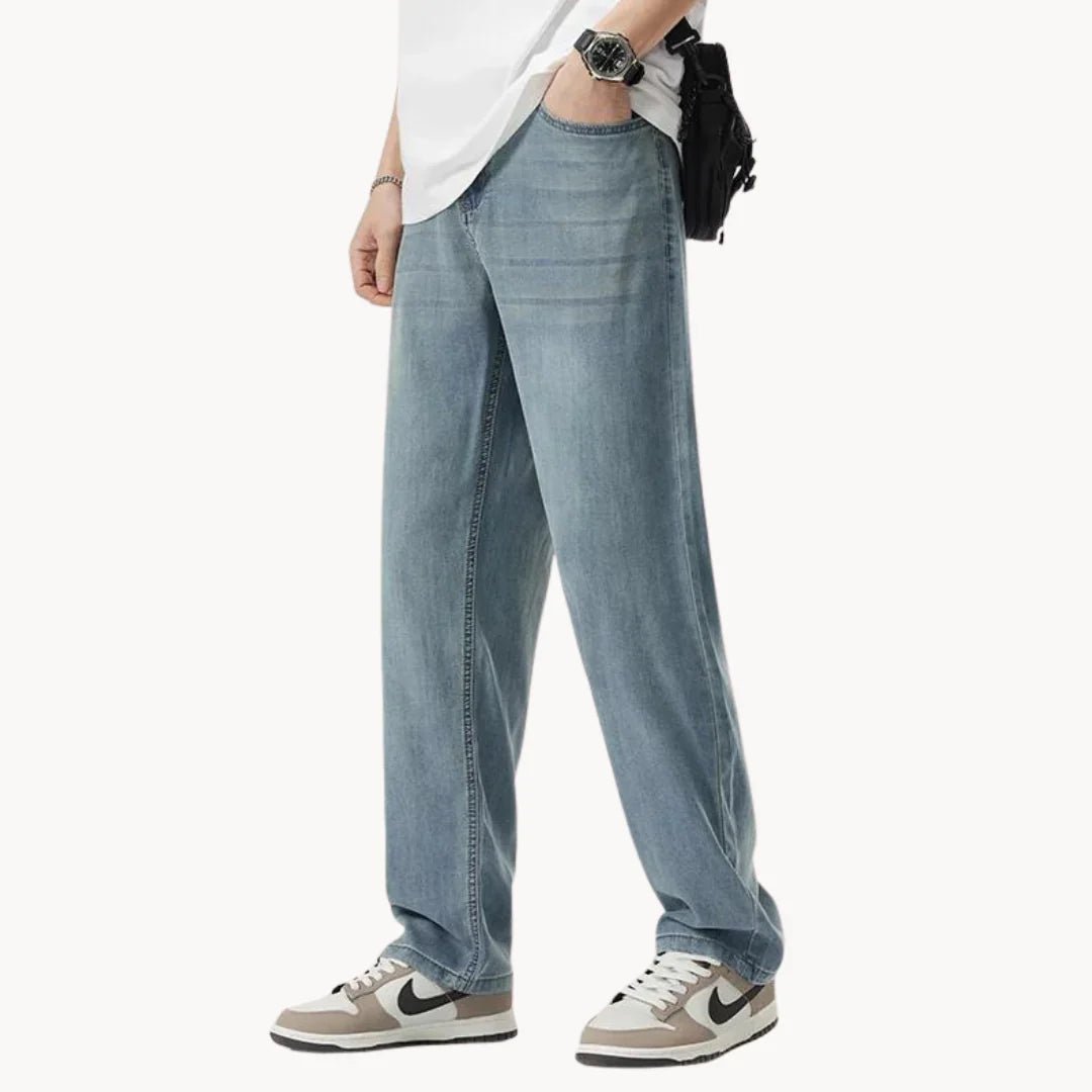Marceau Pantalon Droit en Denim Doux à base de Lyocell pour Confort Respirant par Temps Chaud - Hommfer
