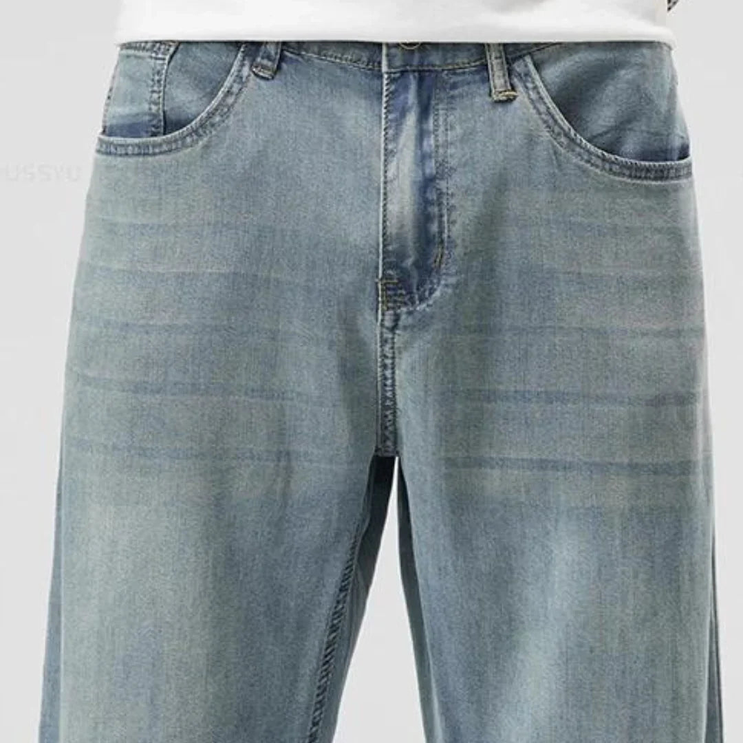 Marceau Pantalon Droit en Denim Doux à base de Lyocell pour Confort Respirant par Temps Chaud - Hommfer