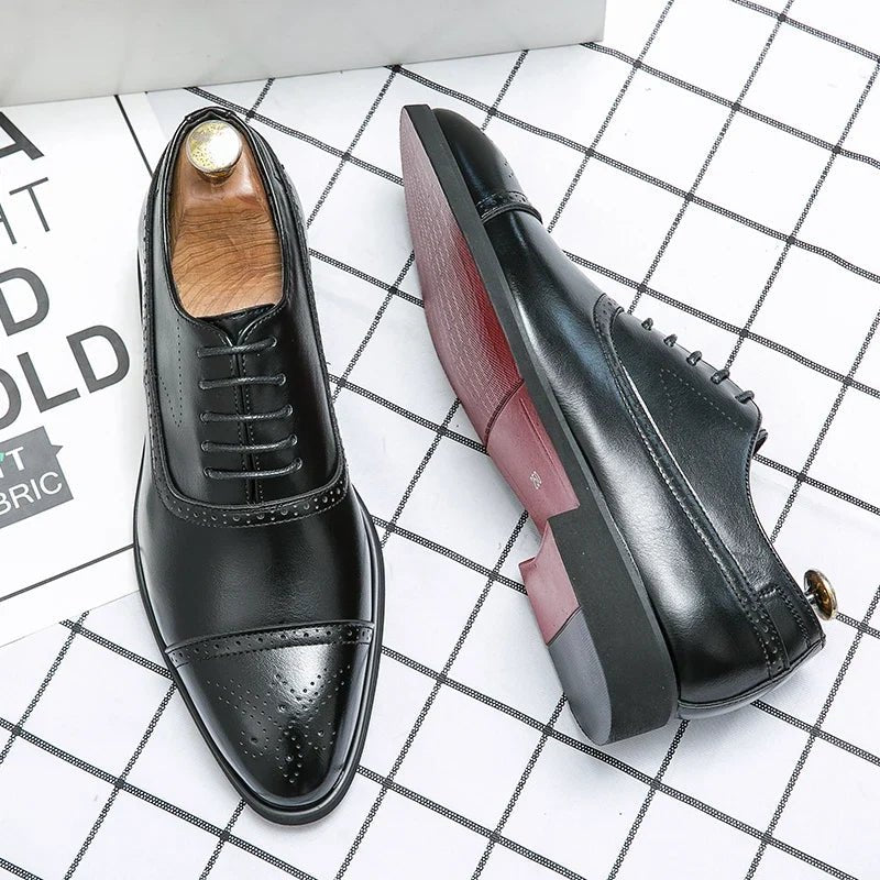 Marceau Richelieu brogue en cuir fait main à bout fleuri pour un confort dès le premier jour - Hommfer