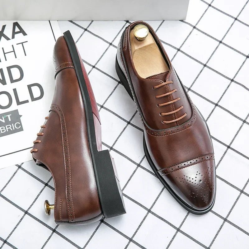 Marceau Richelieu brogue en cuir fait main à bout fleuri pour un confort dès le premier jour - Hommfer