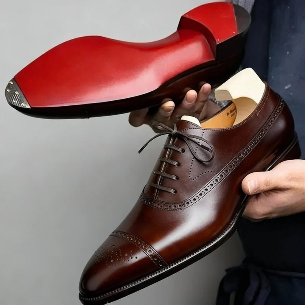 Marceau Richelieu brogue en cuir fait main à bout fleuri pour un confort dès le premier jour - Hommfer